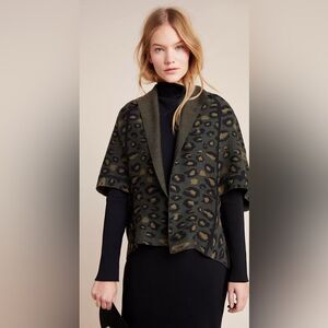 Anthropologie Akemi Kin camo Leopard print kimono cardigan shawl green & black.